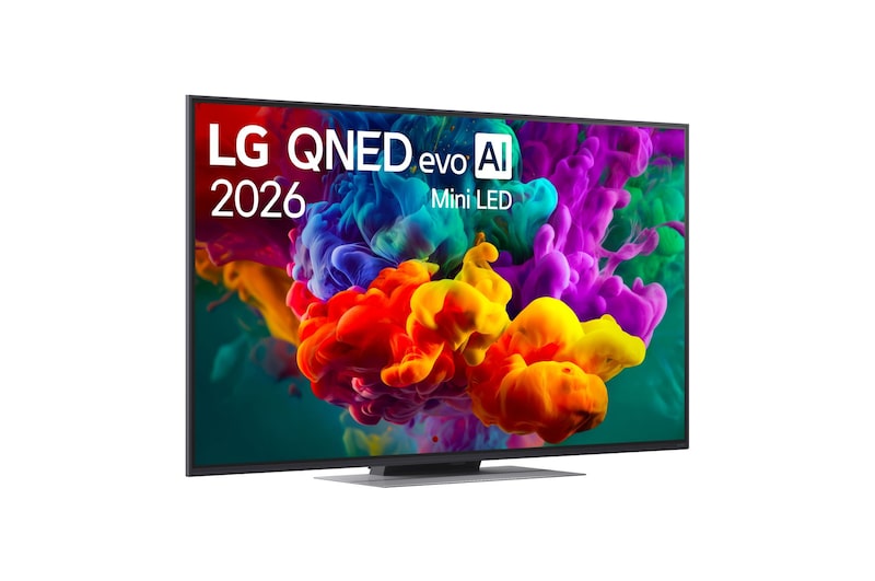 Immagine di tre quarti verso destra del TV LG QNED evo Mini LED 55QNED86B6B