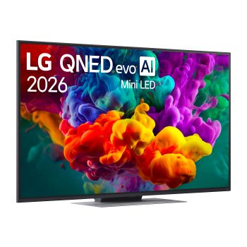 Immagine di tre quarti verso destra del TV LG QNED evo Mini LED 55QNED86B6B