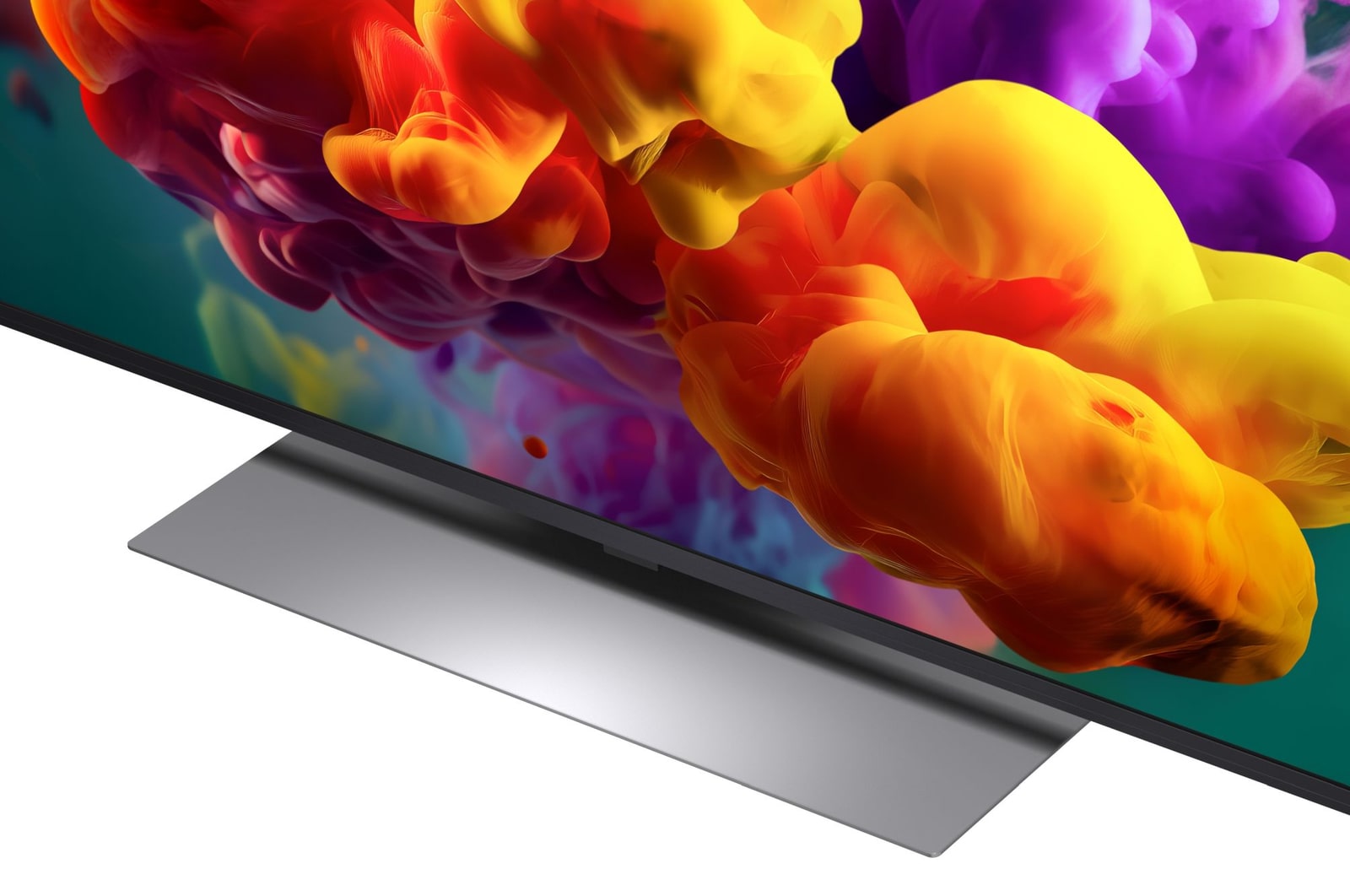 Dettaglio della base da appoggio del TV LG QNED evo Mini LED 55QNED86B6B