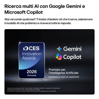 Caratteristica AI Search con Copilot e Gemini per il TV LG QNED evo MiniLED