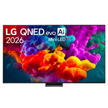 Vista frontale di TV 100 pollici LG QNED evo AI Mini LED QNED87B 4K Smart TV 2026 100QNED87B6