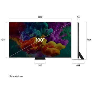 Immagine con dimensioni dell’LG QNED evo AI QNED87 Mini LED  da 100 pollici
