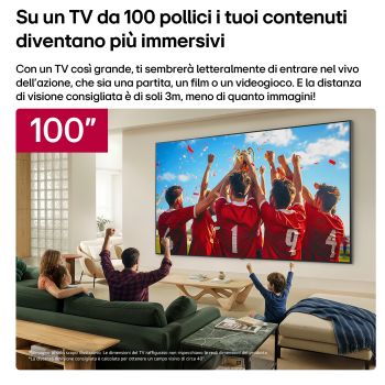 La TV LG QNED evo AI QNED87B Mini LED da 100 pollici ultragrande è montata a parete in un salotto, mostrando una celebrazione della vittoria sportiva con colori vividi e una qualità dell’immagine raffinata sull’ampio schermo mentre una famiglia tifa insieme.
