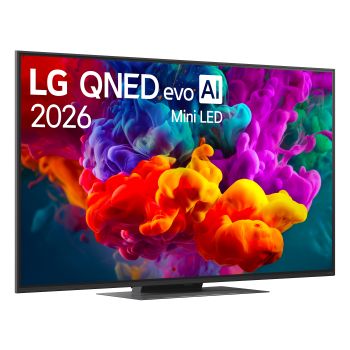 Immagine di tre quarti verso destra del TV LG QNED evo Mini LED 55QNED86B6B