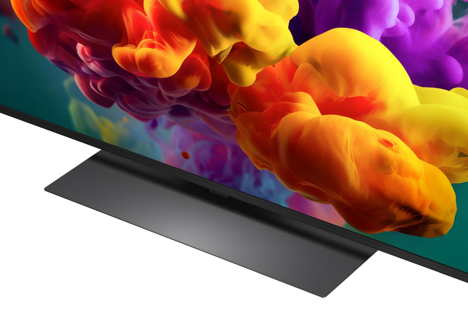Dettaglio della base da appoggio del TV LG QNED evo Mini LED 55QNED87B6A