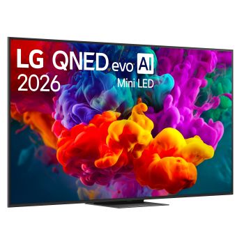 Immagine di tre quarti verso destra del TV LG QNED evo Mini LED 75QNED87B6A
