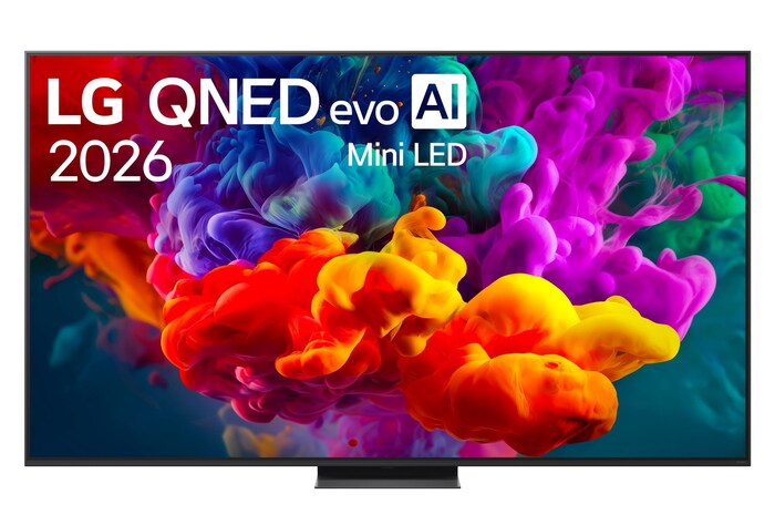 Vista frontale del TV LG QNED evo Mini LED 86QNED87B6A da 86 pollici