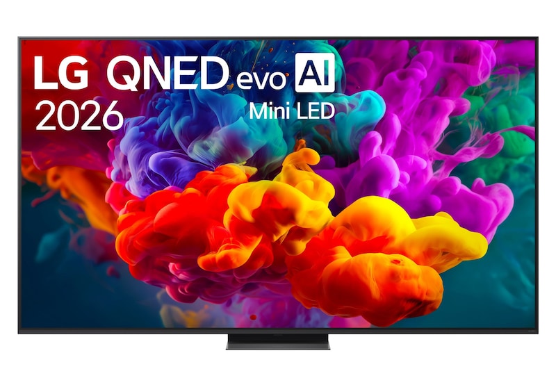 Vista frontale di TV 86 pollici LG QNED evo AI MiniLED QNED87B 4K Smart TV 2026 86QNED87B6A