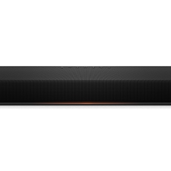 Dettaglio di Sound Suite, sistema audio nero con finitura moderna