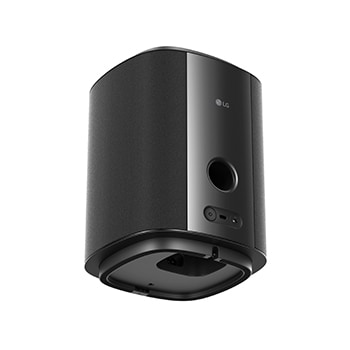 LG Sound Suite diffusore audio cilindrico nero visto dal basso.
