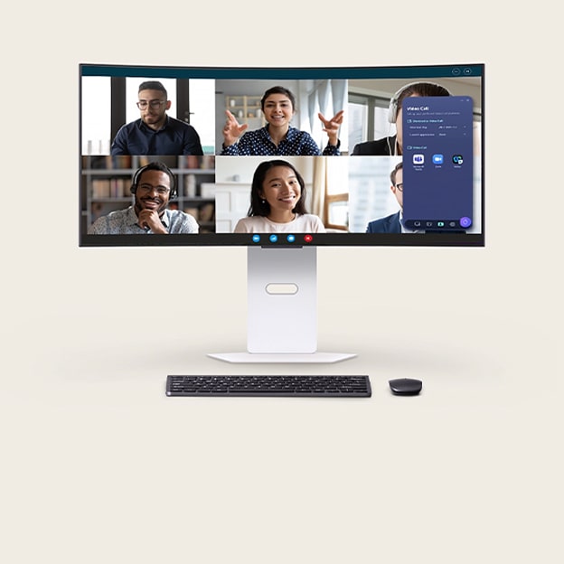 Monitor LG con i menu dell'app LG Switch illustra gli strumenti di gestione dello schermo.