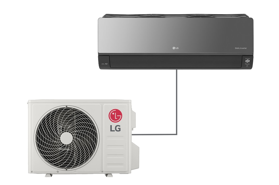 LG Condizionatore monosplit ARTCOOL Mirror | 12000 BTU | Pannello a specchio, UVnano, Ionizzatore, Filtro allergeni, AC12BK