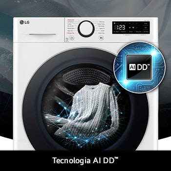 Lavatrice LG D4R5010TSWS da 10/6kg bianca, con tecnologia AI DD® che rileva intelligentemente il tessuto per una cura di lavaggio ottimale.