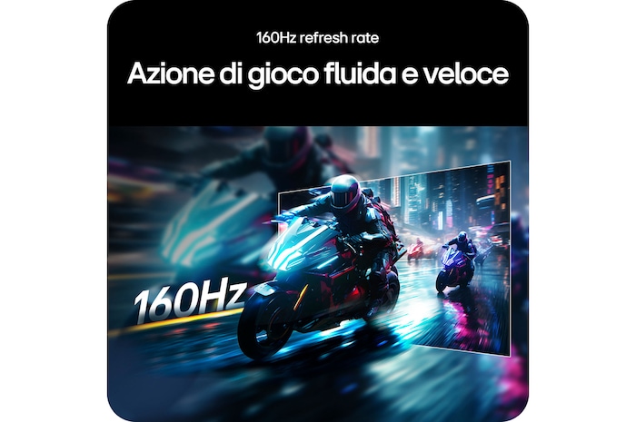 Monitor LG UltraGear 34G600A che mostra movimenti di gioco fluidi e senza interruzioni grazie alla frequenza di aggiornamento di 160 Hz.