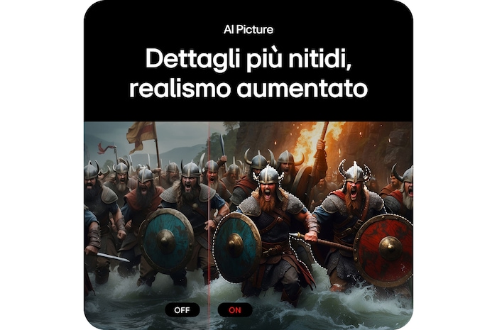 Monitor Gaming LG UltraGear 32G810SA, che mostra la funzione AI Picture per caratteri più nitidi e una rappresentazione più realistica durante il gioco.