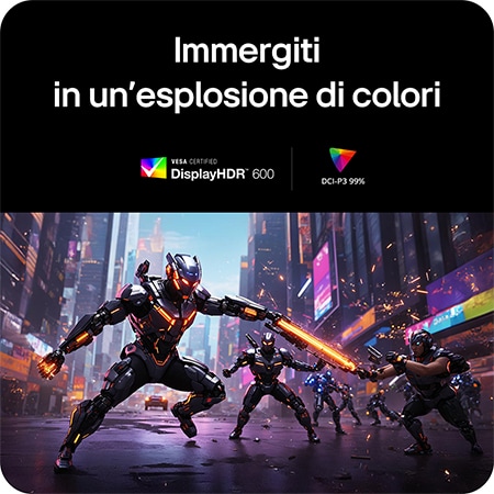 Monitor Gaming LG UltraGear 27G850A, per una profonda immersione nei giochi con colori reali, supportato da VESA DisplayHDR™ 600 e DCI-P3 99%.
