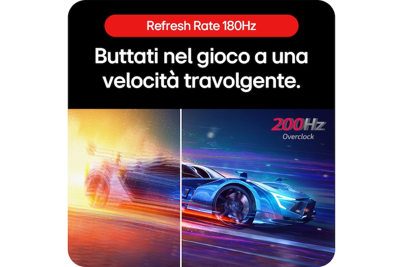 Monitor Gaming LG UltraGear 32GS75Q che presenta una velocità superiore e un nuovo standard grazie al refresh rate di 200 Hz Overclock (O/C).