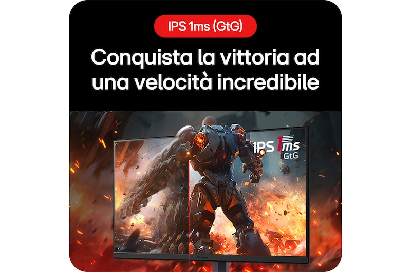 Monitor Gaming LG UltraGear 32GS75Q che garantisce un'immagine nitida da ogni angolo di visione grazie alla tecnologia IPS 1ms (GtG).