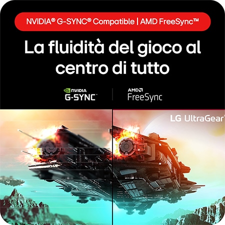 Monitor LG UltraGear 32GR93U-Bmostra fluidità di gioco: compatibile con NVIDIA G-SYNC e AMD FreeSync Premium per un gameplay senza interruzioni.
