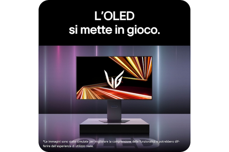 Monitor Gaming LG UltraGear™ 32GX850A in ambiente da gioco, enfatizza il pannello OLED 4K da 32 pollici per una qualità dell'immagine e un'espressione del colore superiori.