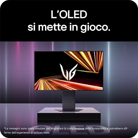 Monitor Gaming LG UltraGear™ 32GX850A in ambiente da gioco, enfatizza il pannello OLED 4K da 32 pollici per una qualità dell'immagine e un'espressione del colore superiori.
