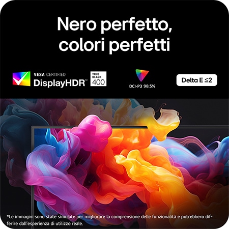 Monitor Gaming LG UltraGear™ 32GX850A mostra vivaci nuvole di colore, enfatizzando VESA DisplayHDR™ True Black 400, DCI-P3 98,5% e accuratezza del colore Delta E minore o uguale a 2.