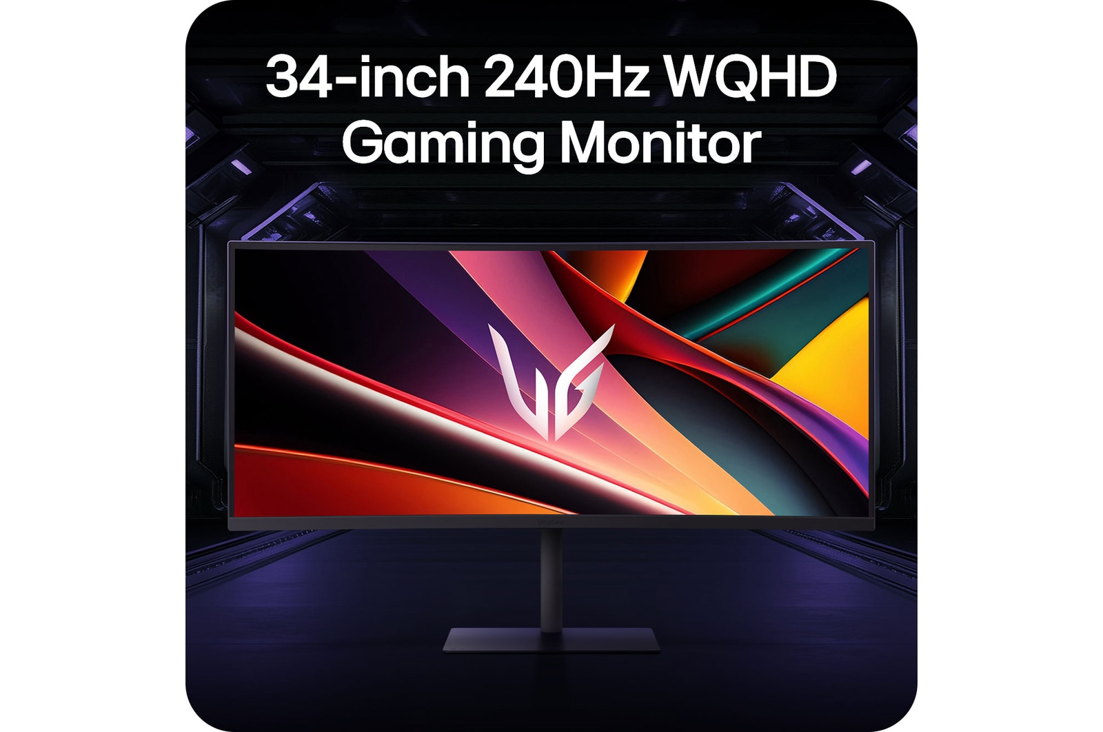 Monitor Gaming LG UltraGear™ 34G630A in ambiente da gioco, enfatizza la risoluzione WQHD da 34 pollici e la frequenza di aggiornamento di 240Hz per un'esperienza di gioco ampia e veloce.