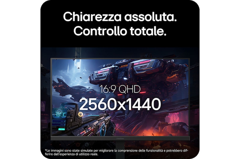 Monitor Gaming LG UltraGear™ 27G640A mostra una scena di gioco dettagliata, enfatizzando la risoluzione QHD 16:9 di 2560x1440 per chiarezza assoluta e controllo totale.