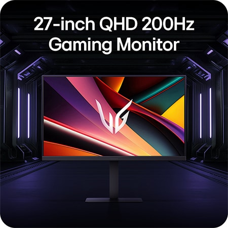 Monitor Gaming LG UltraGear™ 27G640A in ambiente da gioco, enfatizza la risoluzione QHD da 27 pollici e la frequenza di aggiornamento di 200Hz per un'esperienza di gioco reattiva.