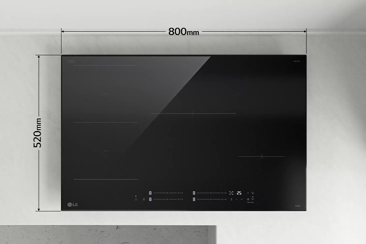 Immagine con le dimensioni del piano a induzione.