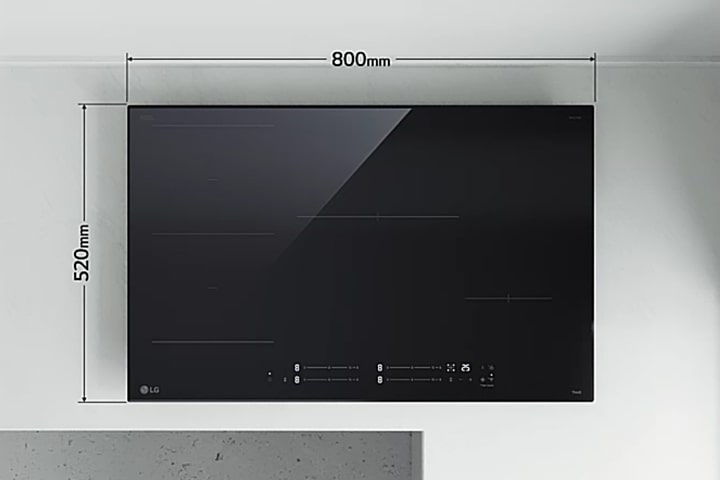 Immagine con le dimensioni del piano a induzione.