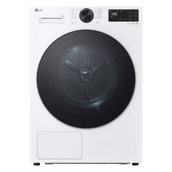 Vista frontale di Asciugatrice 8Kg Pompa di calore DUAL Inverter Serie X5 Classe B | Turbo Dry, AI Dry, Wi-Fi, Allergy Care | White with black knob RNX5008TLB