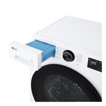 LG RNX5008TLB Asciugatrice con cassetto superiore di raccolta dell'acqua estratto, che mostra il serbatoio interno di colore azzurro.