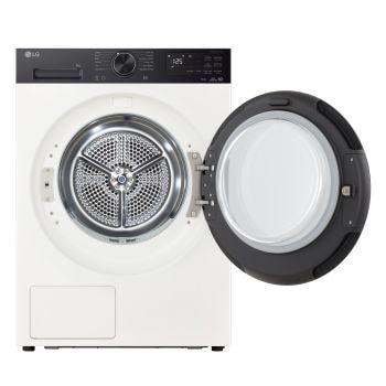 vista frontale asciugratrice LG RNX5010TWBB con oblò aperto