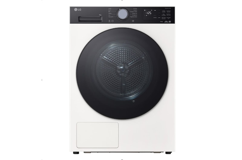 Vista frontale di Asciugatrice 10Kg Pompa di calore DUAL Inverter Serie X5 Classe C | Turbo Dry, AI Dry, Wi-Fi, Allergy Care | Silver Knob RNX5010TWBC