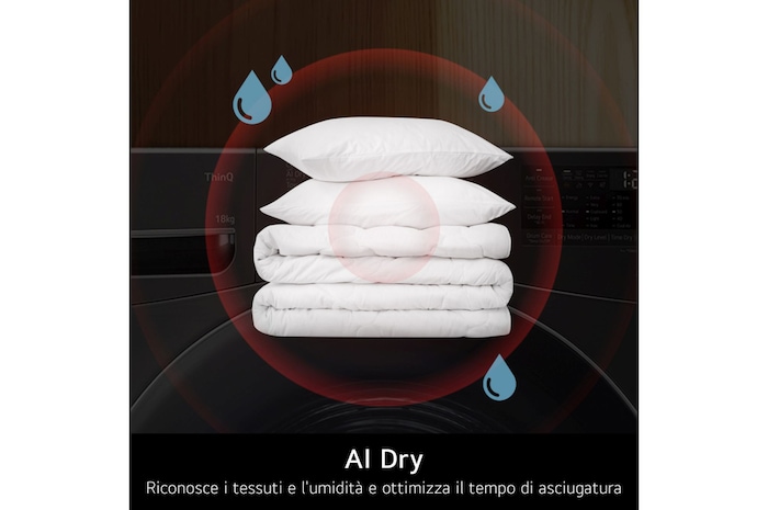 Infografica AI Dry dell'asciugatrice LG RNX5010TWBC