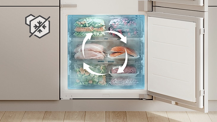Immagine delle bocchette Multi Air Flow con distribuzione uniforme dell'aria fredda per mantenere una temperatura costante e preservare la freschezza degli aliment