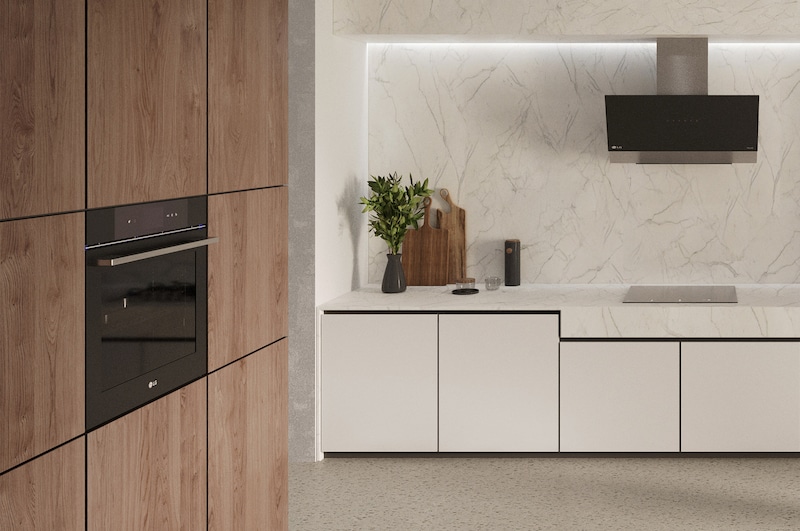 Immagine ambientata del piano cottura a induzione installato in una cucina moderna.