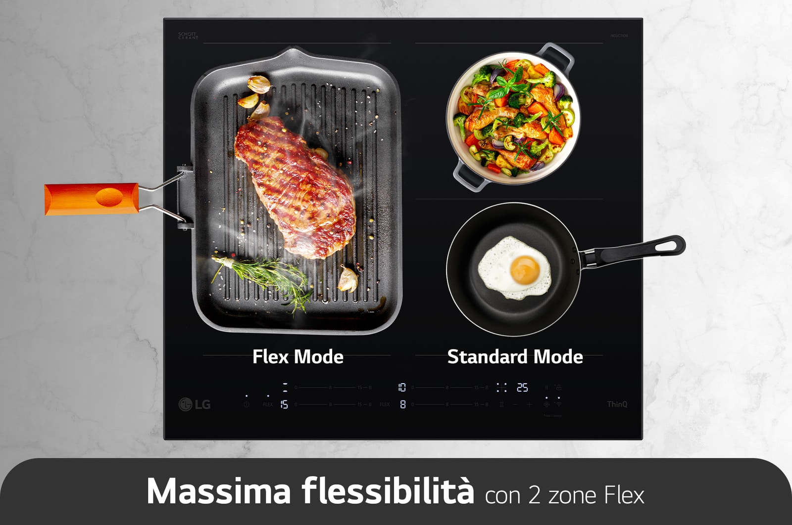 LG Offerta Kit: Forno InstaView 76L Classe A+ e Piano induzione 60cm, Potenza 2,5 ~ 7,4kW, WSED7612S.CBIZ7