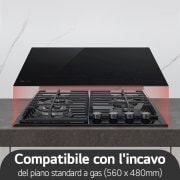Immagine del piano cottura con una teglia a sinistra e due pentole a destra