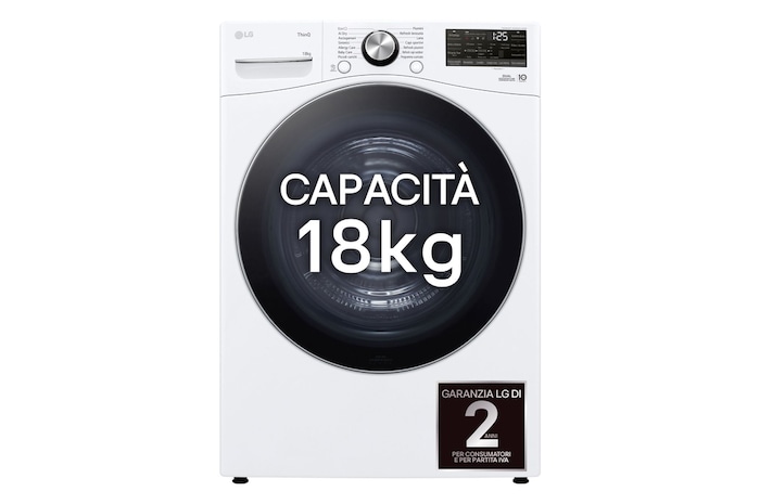 Immagine frontale dell'asciugatrice LG RH18U8AVCW 18kg