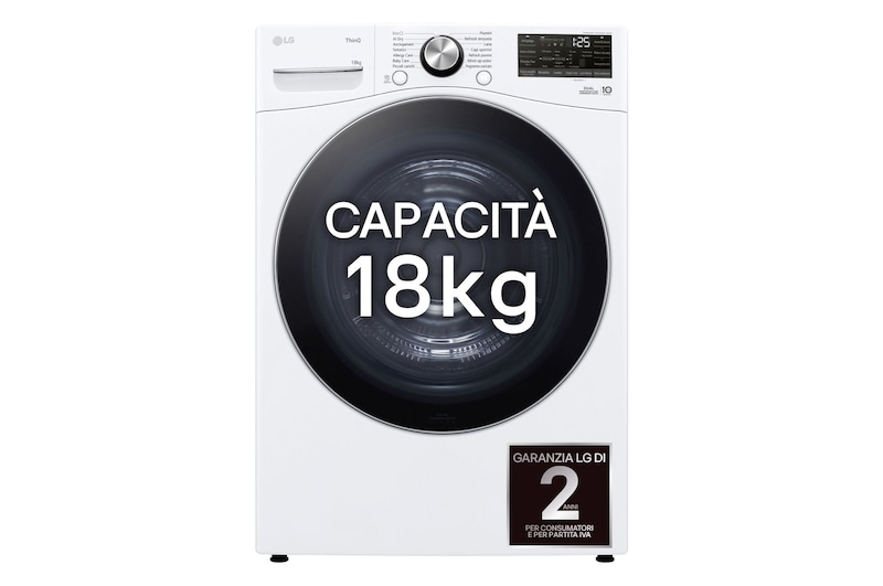 Immagine frontale dell'asciugatrice LG RH18U8AVCW 18kg