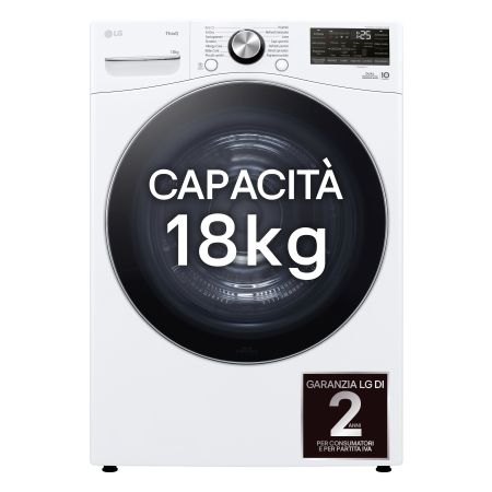 LG Asciugatrice 18kg Pompa di calore DUAL Inverter Serie U8 Classe D Motore Direct Drive, AI Dry, Wi-Fi, Allergy Care - RH18U8AVCW