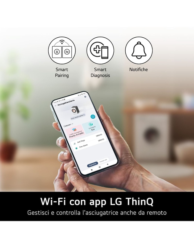 LG Offerta Colonna Bucato Lavatrice 10kg Serie R5 Classe A-10% + Asciugatrice 9kg Serie V9 Classe C, F4R5010TSWW.RH90V