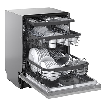 Immagine a 3/4 con porta aperta e cestelli 