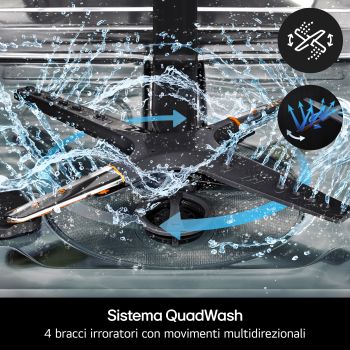Illustrazione caratteristica sistema QuadWash Lavastoviglie a scomparsa totale LG DB476TXSN