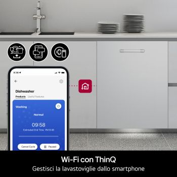 Illustrazione App TninQ per gestire la Lavastoviglie a scomparsa totale LG DB476TXSN