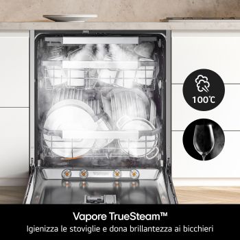 Illustrazione caratteristica Vapore TrueSteam Lavastoviglie a scomparsa totale LG DB597TXSW