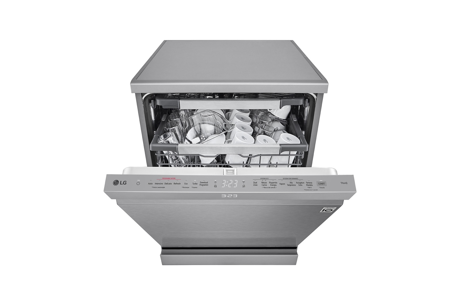 Immagine frontale con porta semi aperta del modello DF587HVS