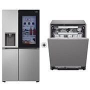 Vista frontale di Offerta Kit Esclusivo: Frigorifero Side-by-Side InstaView Classe D, 635L &#43; Lavastoviglie a scomparsa totale QuadWash Serie 4, Classe A 43dB GSGV80PYLD.DB475